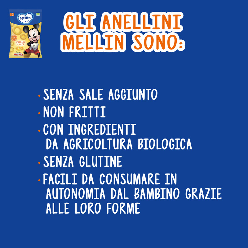 Mellin – Anellini di Mais Biologici Disney Mickey Mouse Confezione da 15g 
