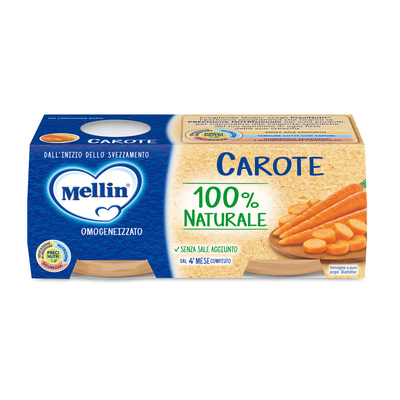 Mellin - Omogeneizzato Carote Confezione da 160g (2 vasetti x 80 g)