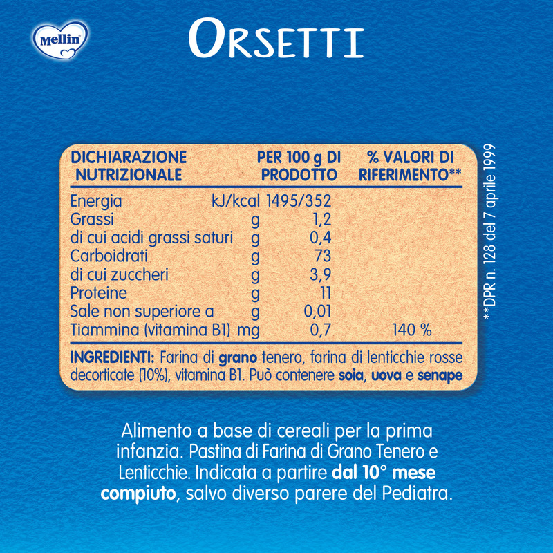 Mellin - Orsetti di Lenticchie confezione da 280g