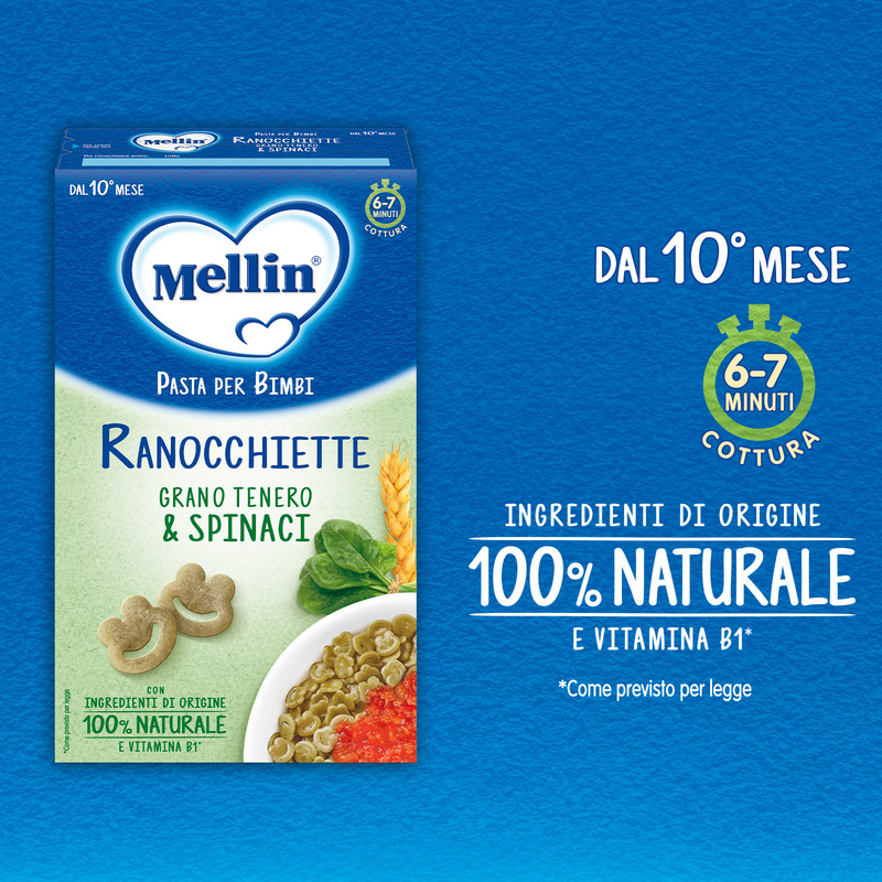 Mellin -  Ranocchiette con Grano Tenero e Spinaci Confezione da 280g
