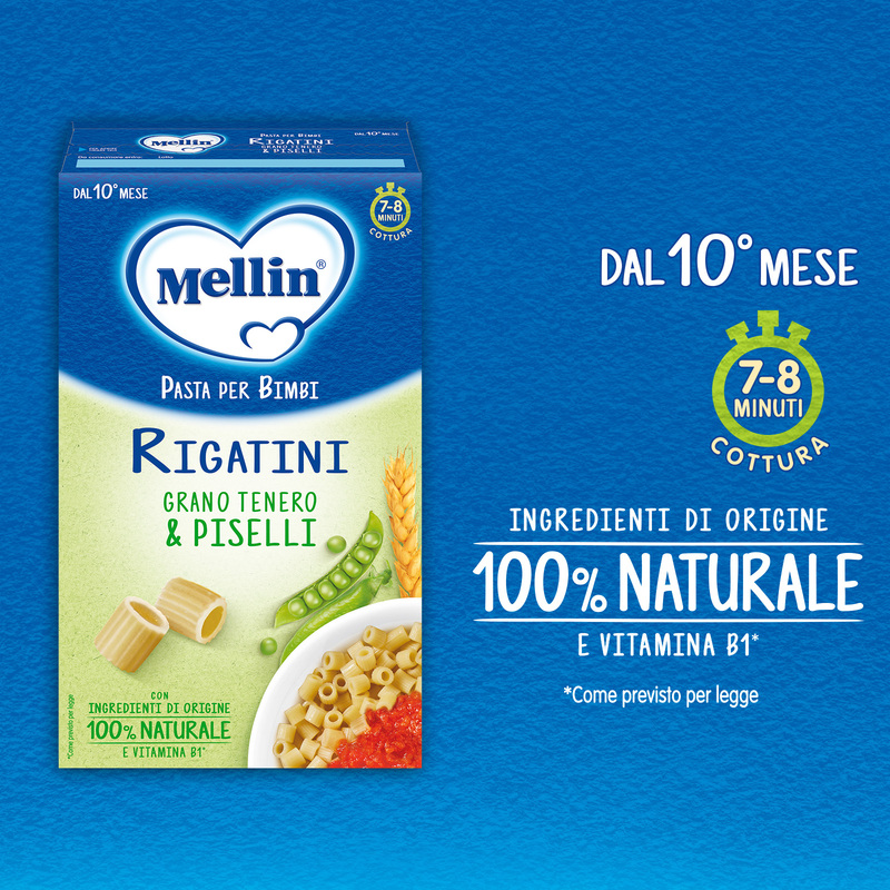 Mellin - Rigatini con Grano Tenero e  Piselli Confezione da 280g
