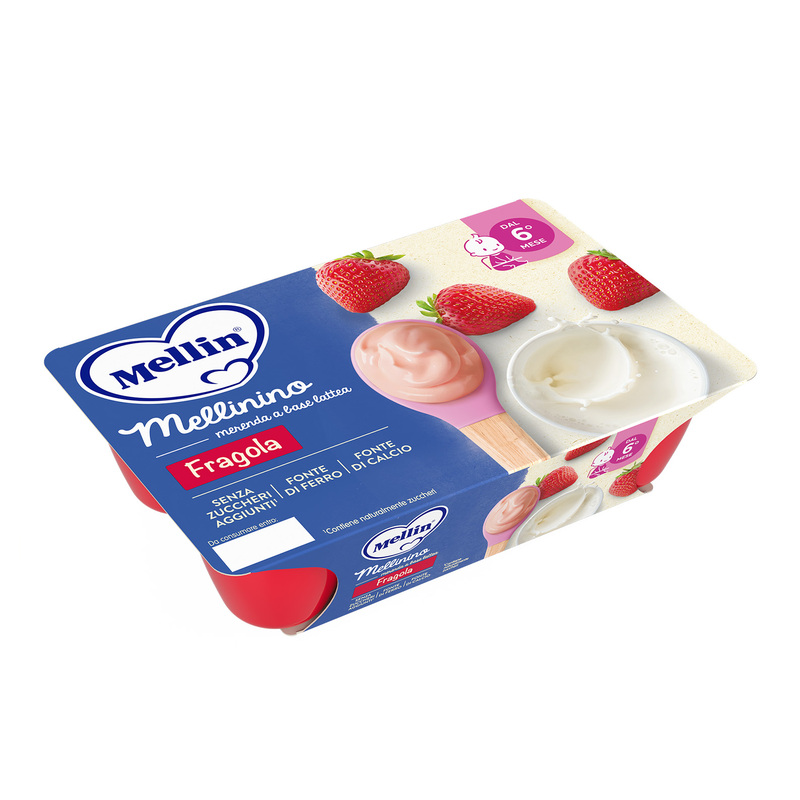 Merenda - Mellin - Mellinino Fragola, merenda a base lattea 6x55g
