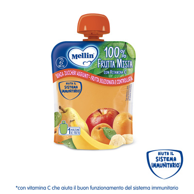 Mellin – Merenda 100% Frutta Mista con Vitamina C confezione da 90g
