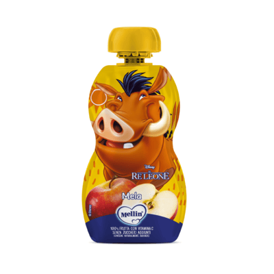 Mellin - Merenda Disney Re Leone 100% Frutta Mela con Vitamina C Confezione da 110g