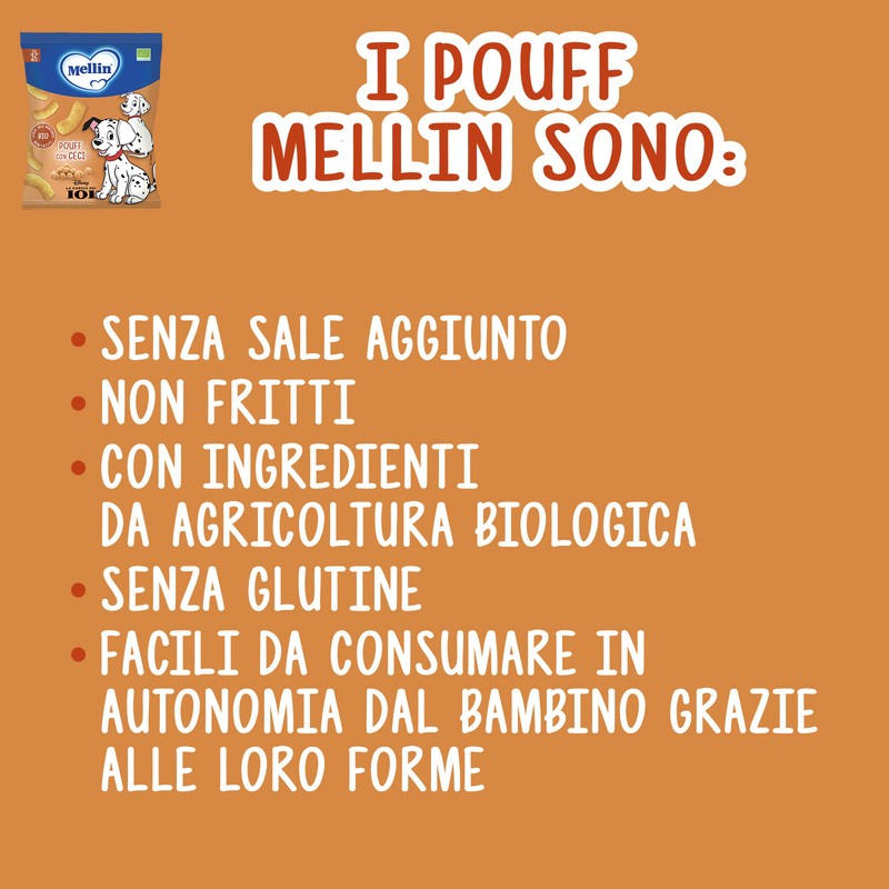 Mellin – Pouff di Ceci Biologici Disney La Carica dei 101 confezione da 20 g

