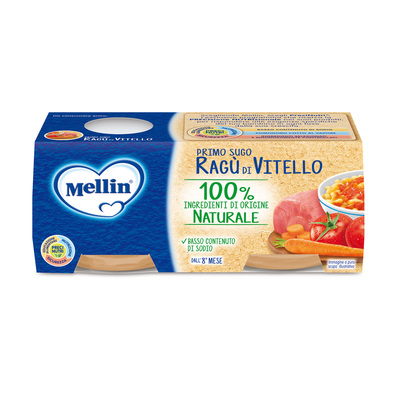 Mellin - Ragù di vitello Confezione da 160g (2 vasetti x 80 g)
