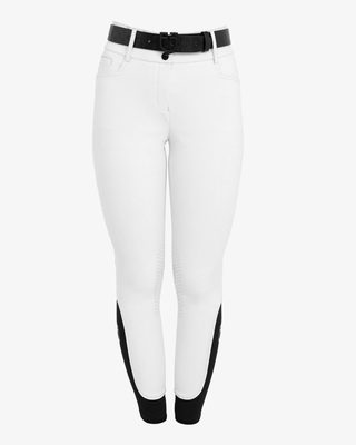 Pantaloni donna a vita alta logo in strass