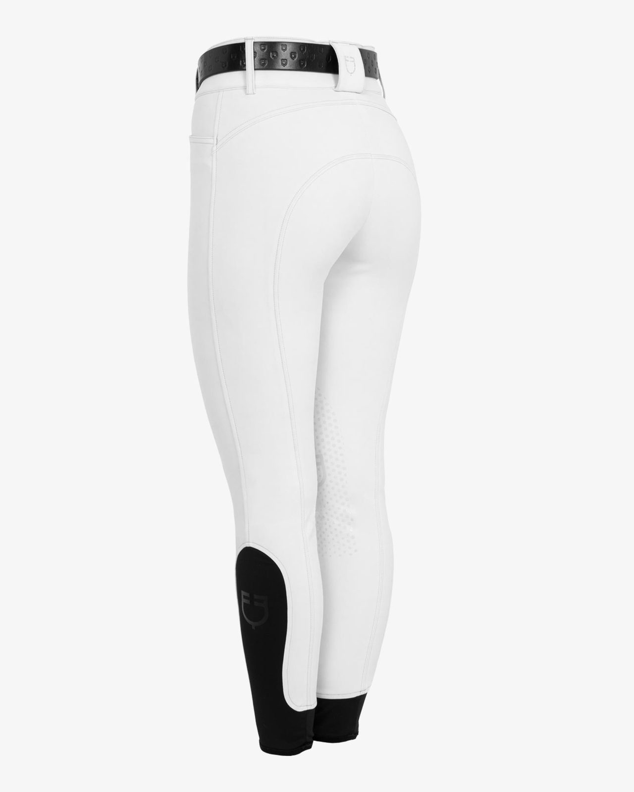Pantaloni donna a vita alta logo in strass