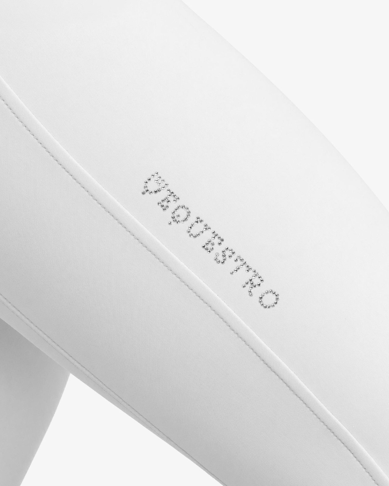 Pantaloni donna a vita alta logo in strass