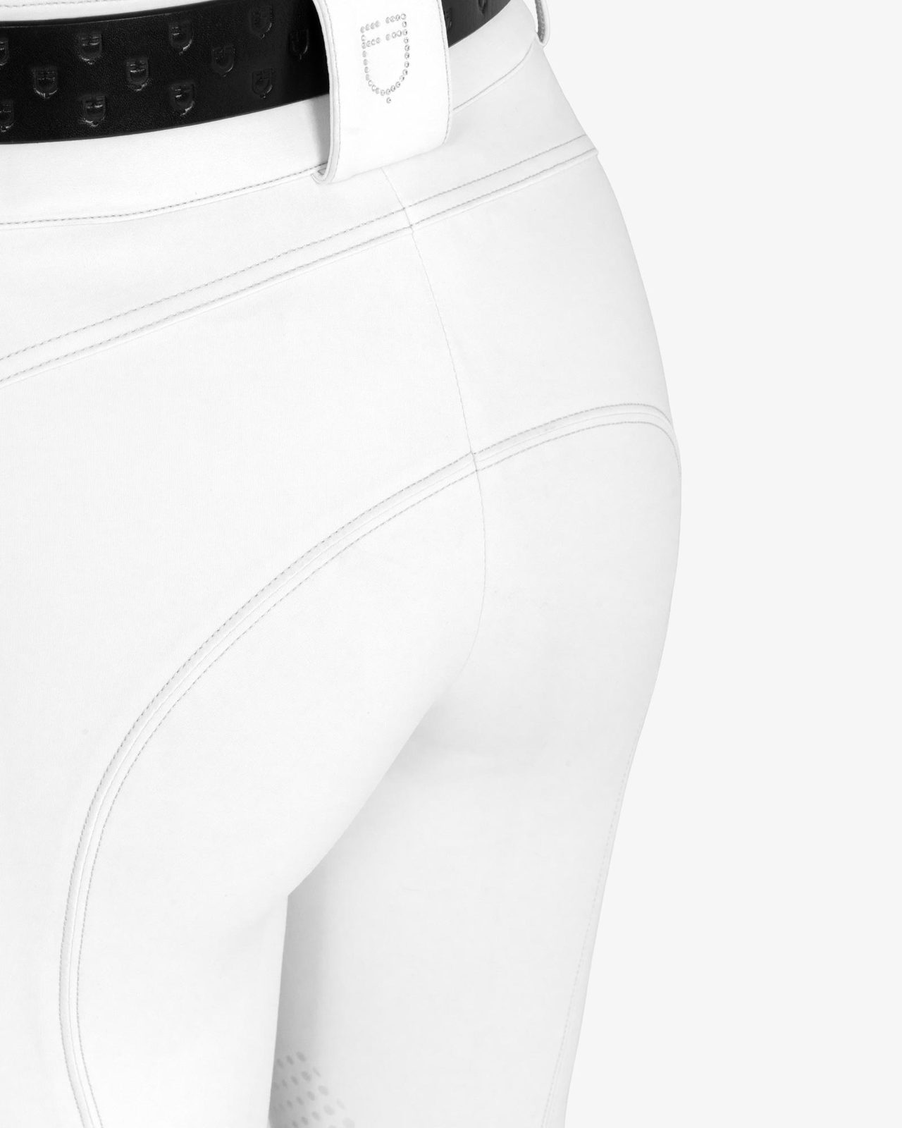 Pantaloni donna a vita alta logo in strass