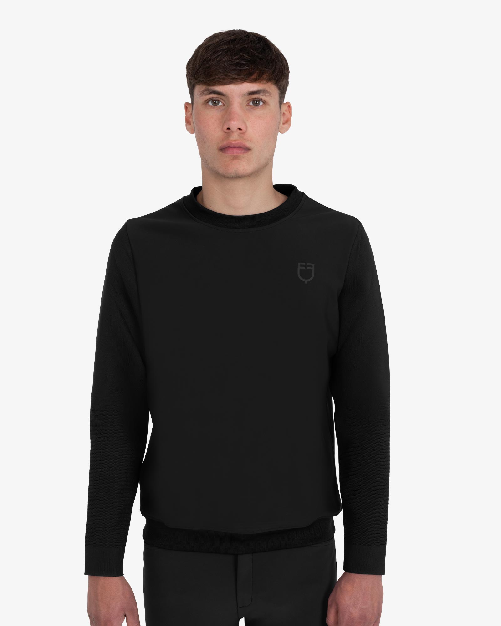 Men's technical crewneck sweatshirt with micro-mesh inserts