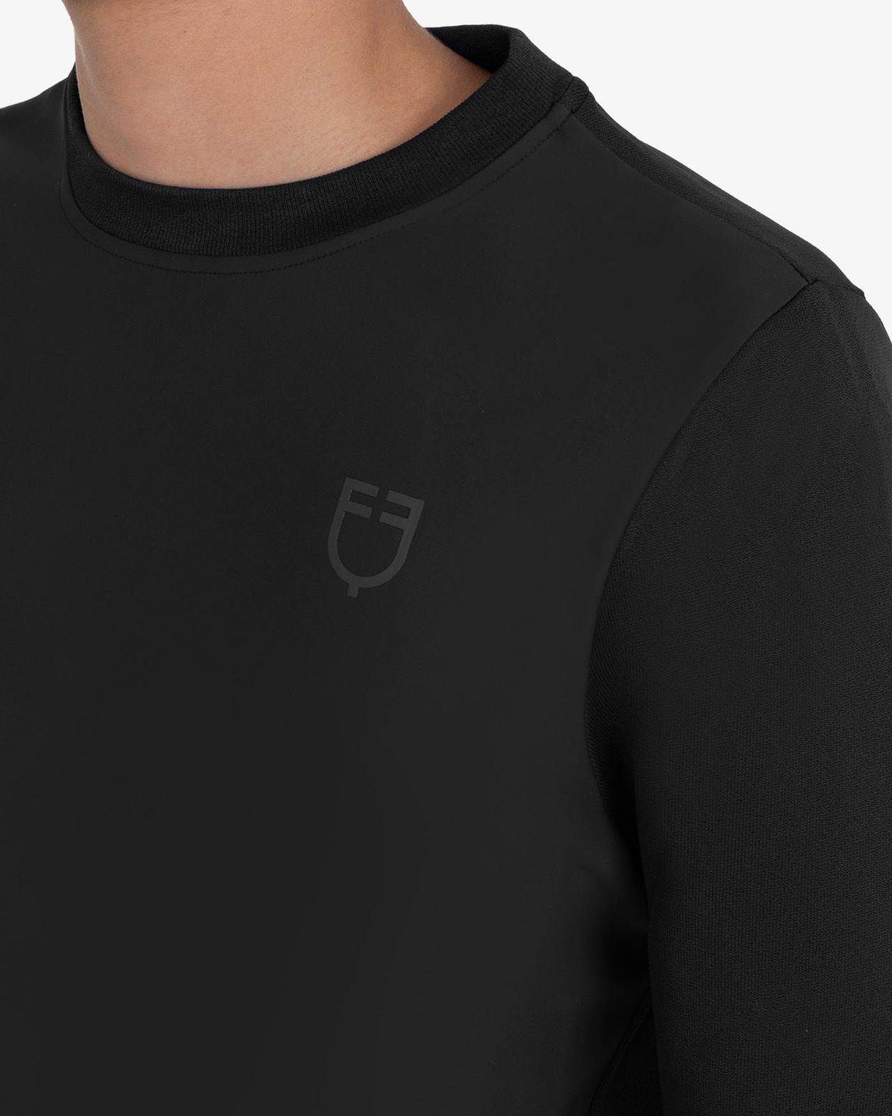 Men's technical crewneck sweatshirt with micro-mesh inserts