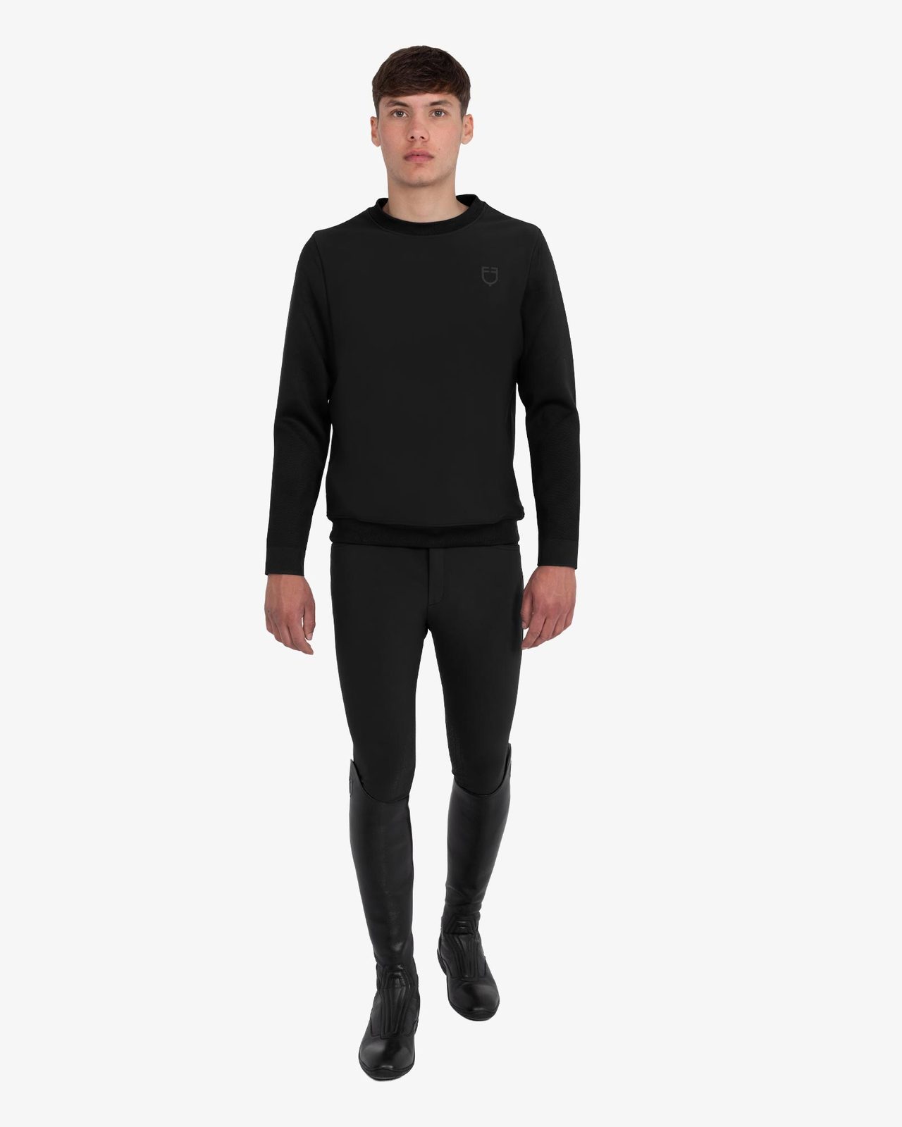 Men's technical crewneck sweatshirt with micro-mesh inserts