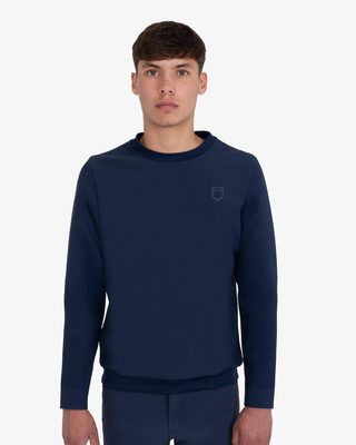 Men's technical crewneck sweatshirt with micro-mesh inserts