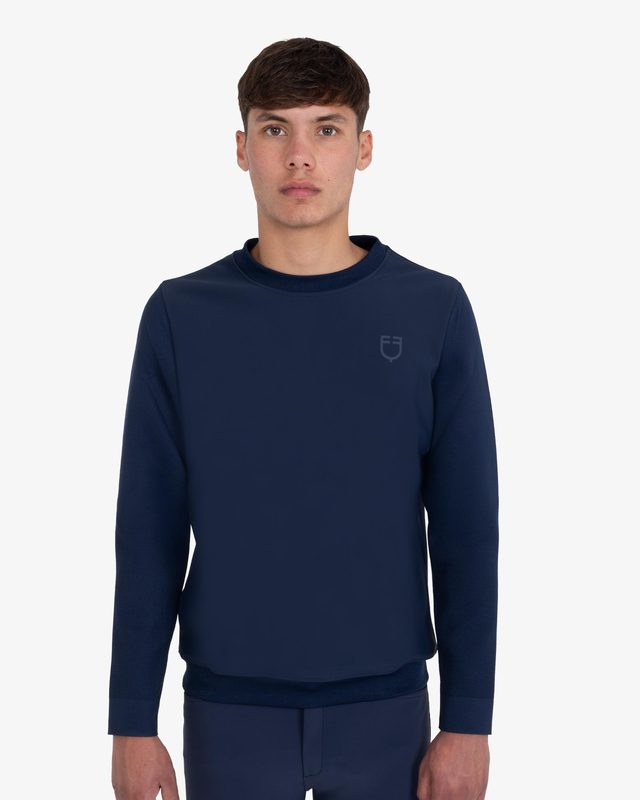 Men's technical crewneck sweatshirt with micro-mesh inserts