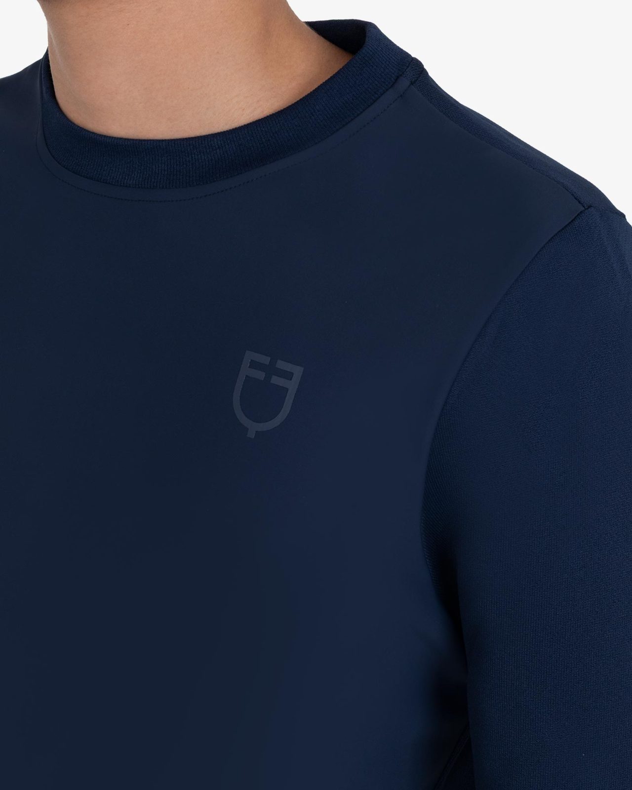Men's technical crewneck sweatshirt with micro-mesh inserts