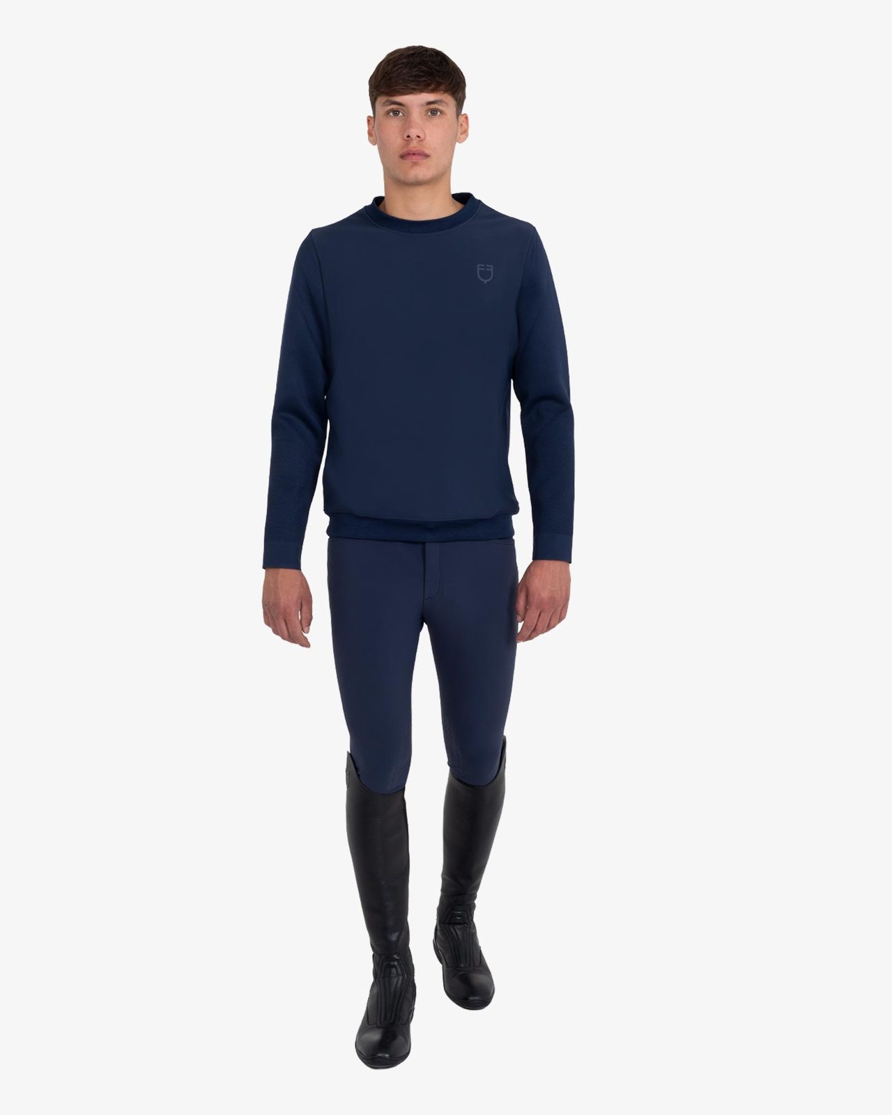 Men's technical crewneck sweatshirt with micro-mesh inserts