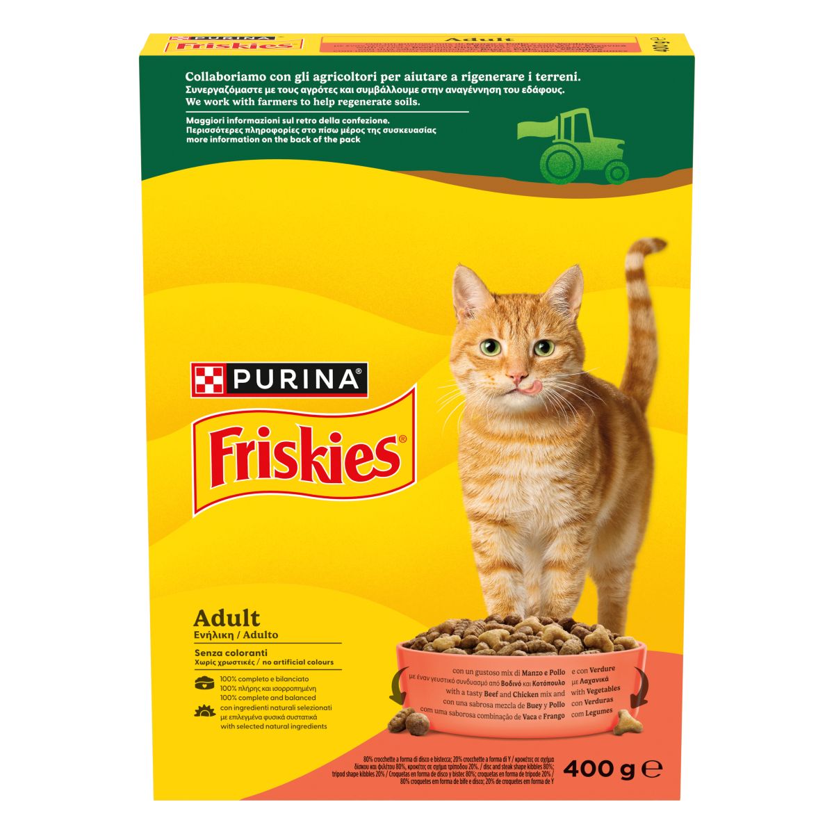 FRISKIES® Gatto Crocchette Adult con un gustoso mix di Manzo e Pollo e con Verdure