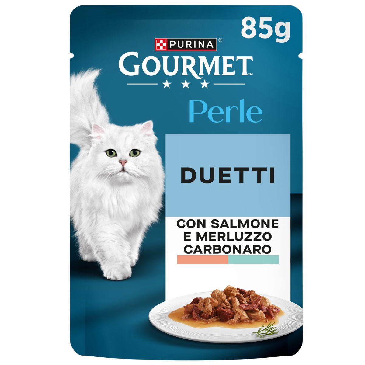 GOURMET PERLE 85g Duetti Filettini in Salsa Salmone e Merluzzo


