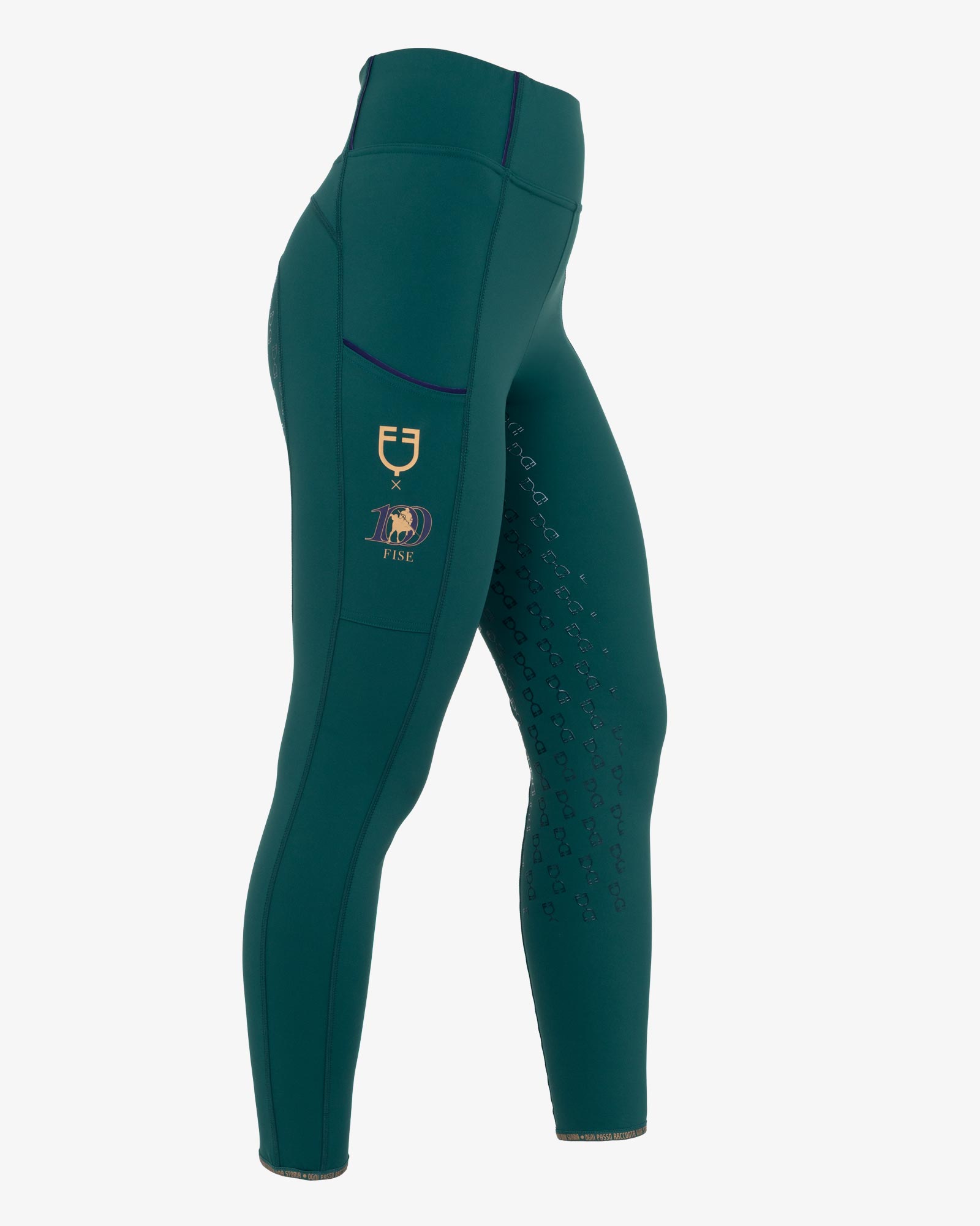 Women's slim fit full grip leggings Equestro X FISE centenary