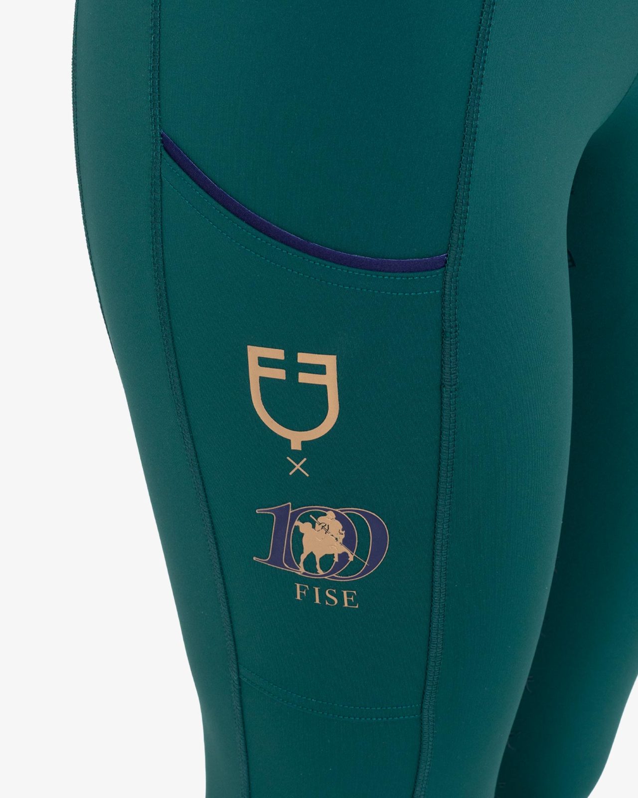 Women's slim fit full grip leggings Equestro X FISE centenary
