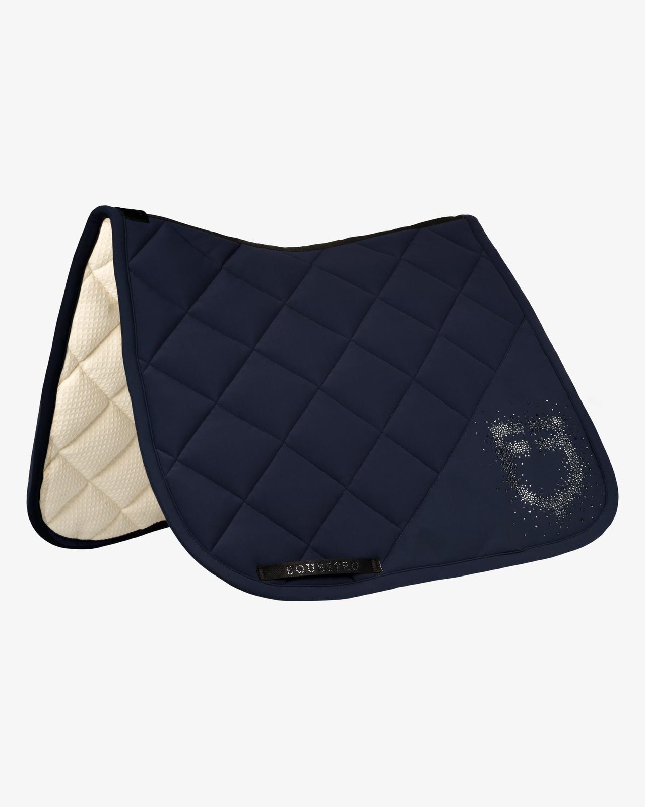 Dressage saddle pad with rhinestone logo