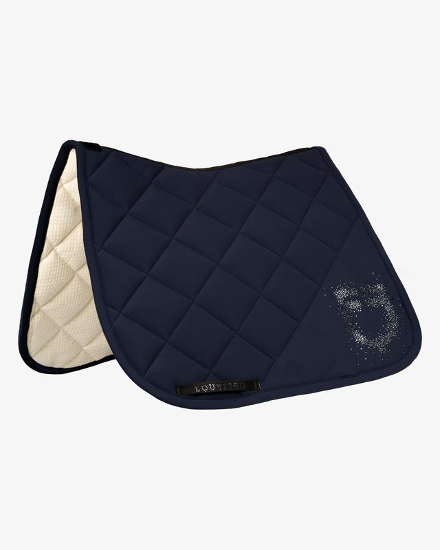Dressage saddle pad with rhinestone logo