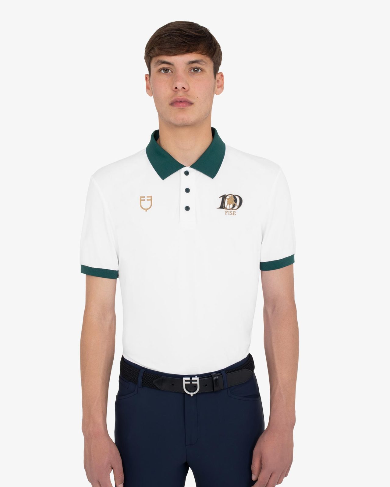 Men's three-button training polo shirt Equestro X FISE centenary