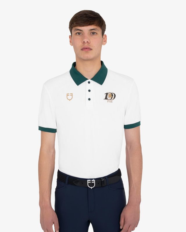 Men's three-button training polo shirt Equestro X FISE centenary