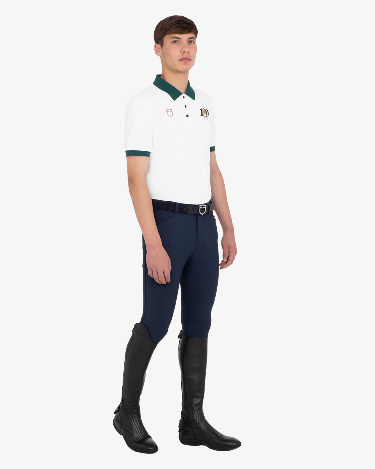 Men's three-button training polo shirt Equestro X FISE centenary
