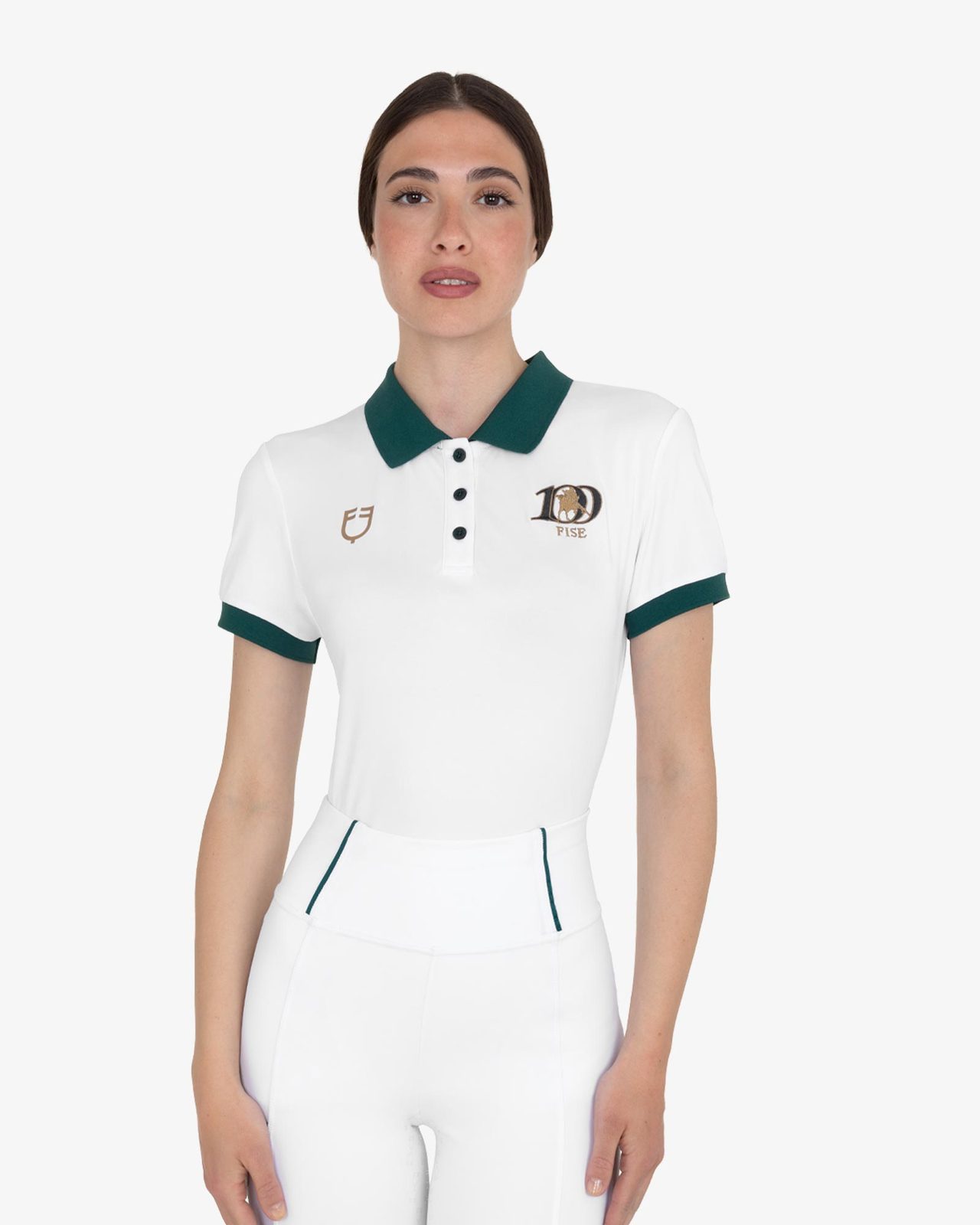 Women's three-button training polo shirt Equestro X FISE centenary