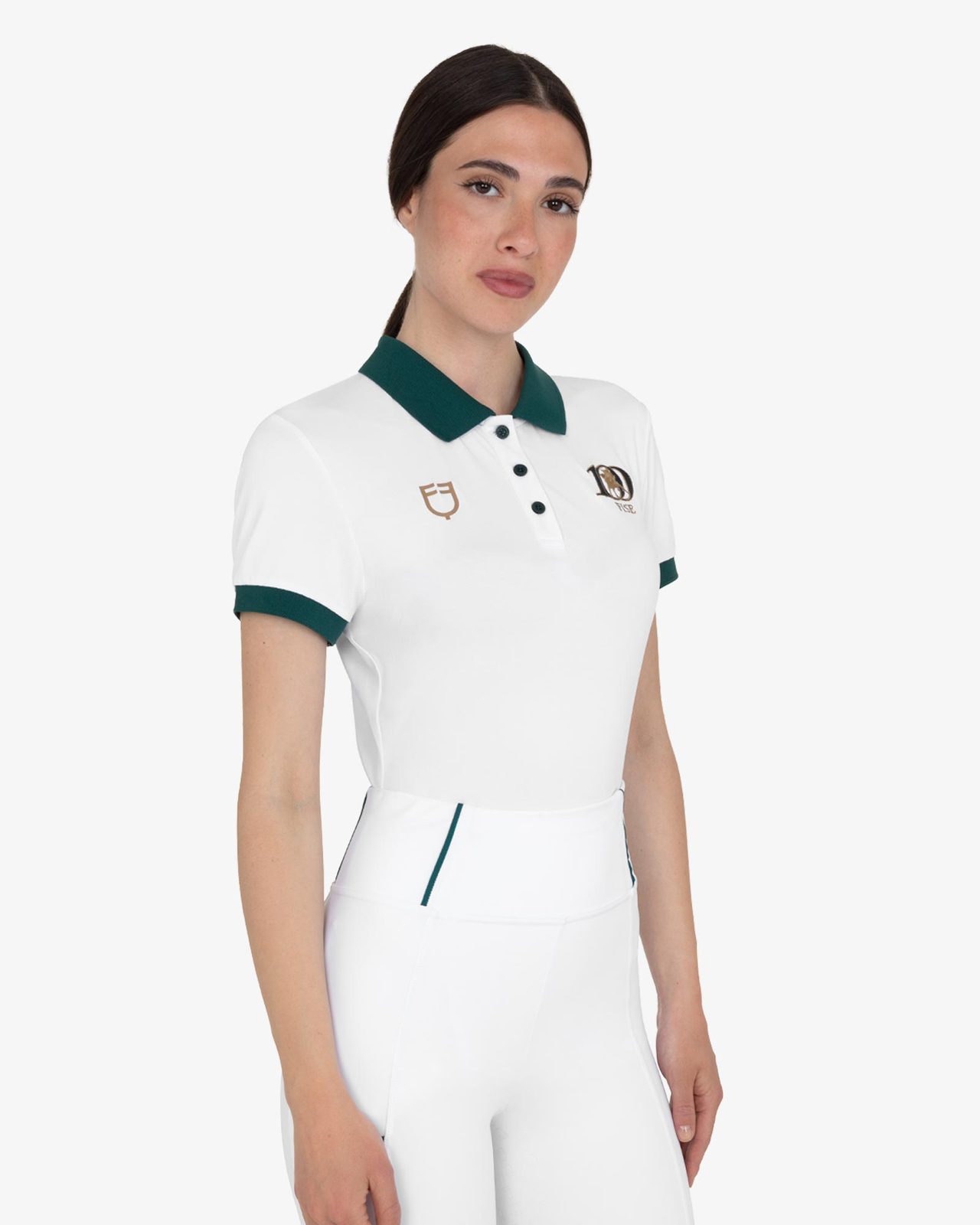 Women's three-button training polo shirt Equestro X FISE centenary