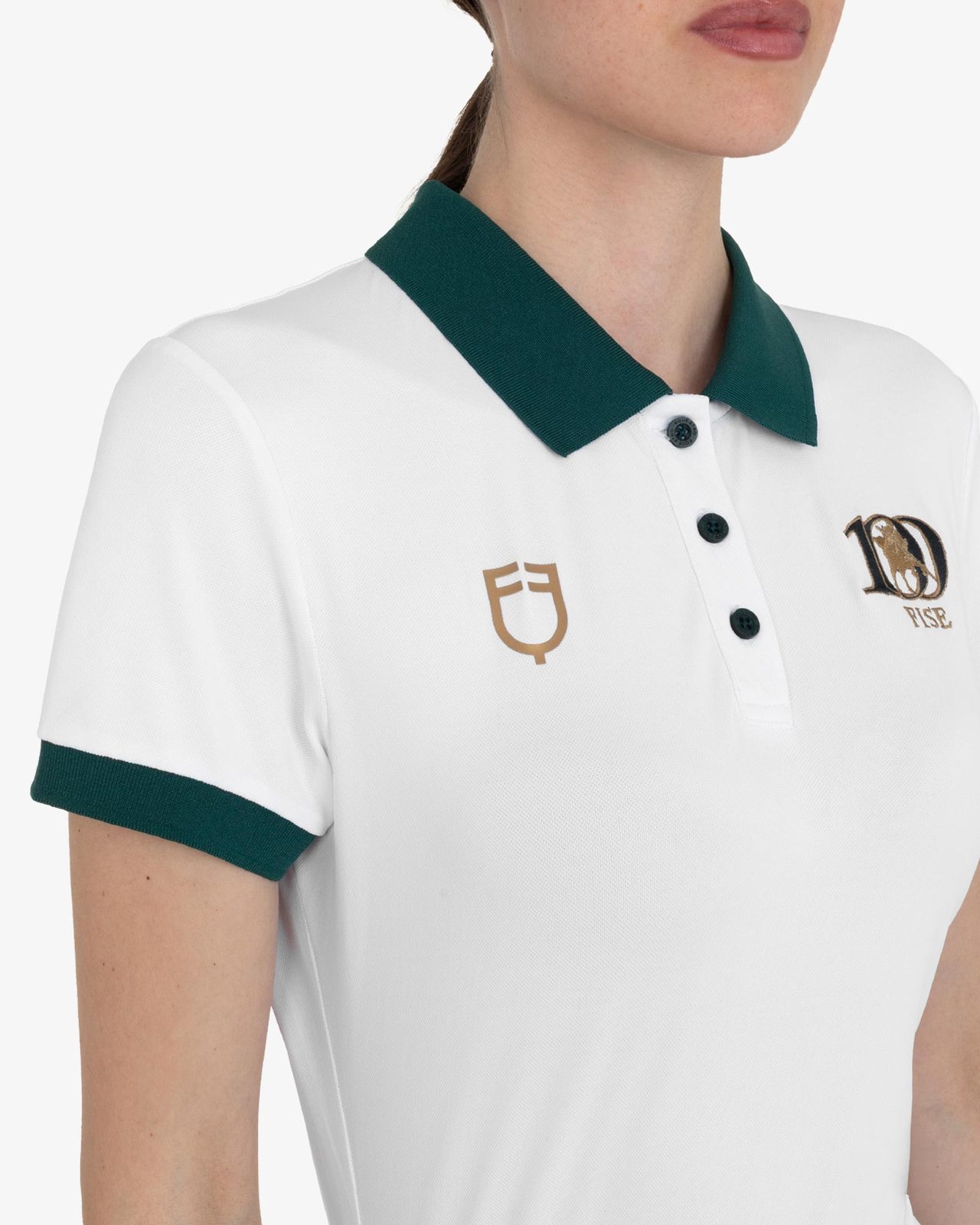 Women's three-button training polo shirt Equestro X FISE centenary