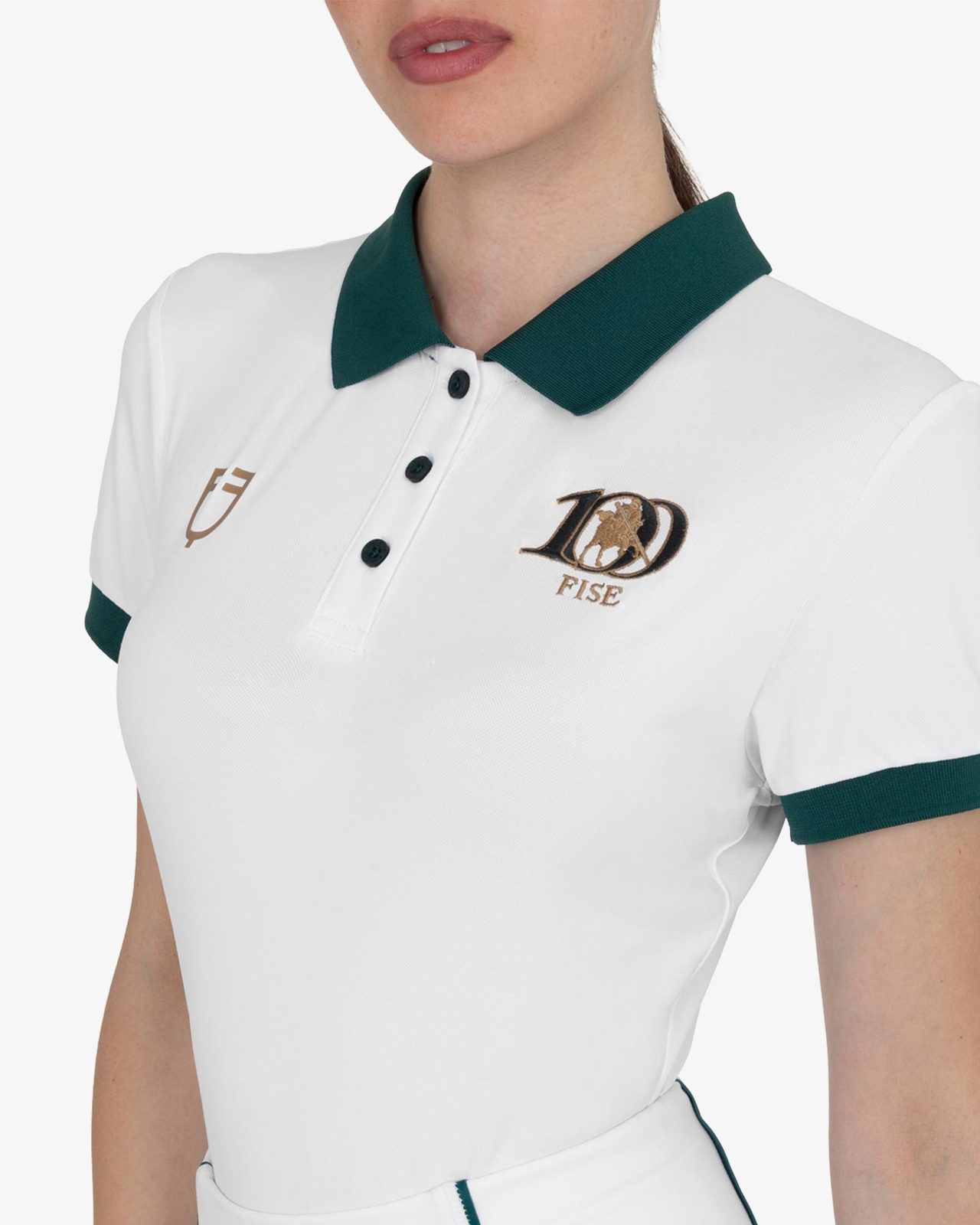Women's three-button training polo shirt Equestro X FISE centenary