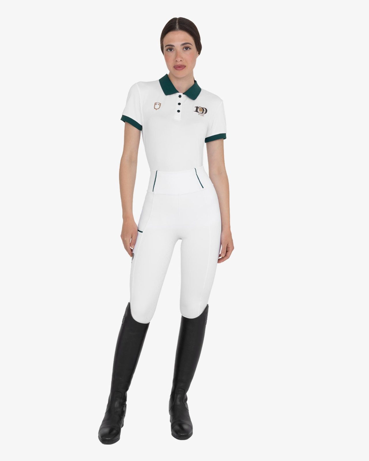Women's three-button training polo shirt Equestro X FISE centenary