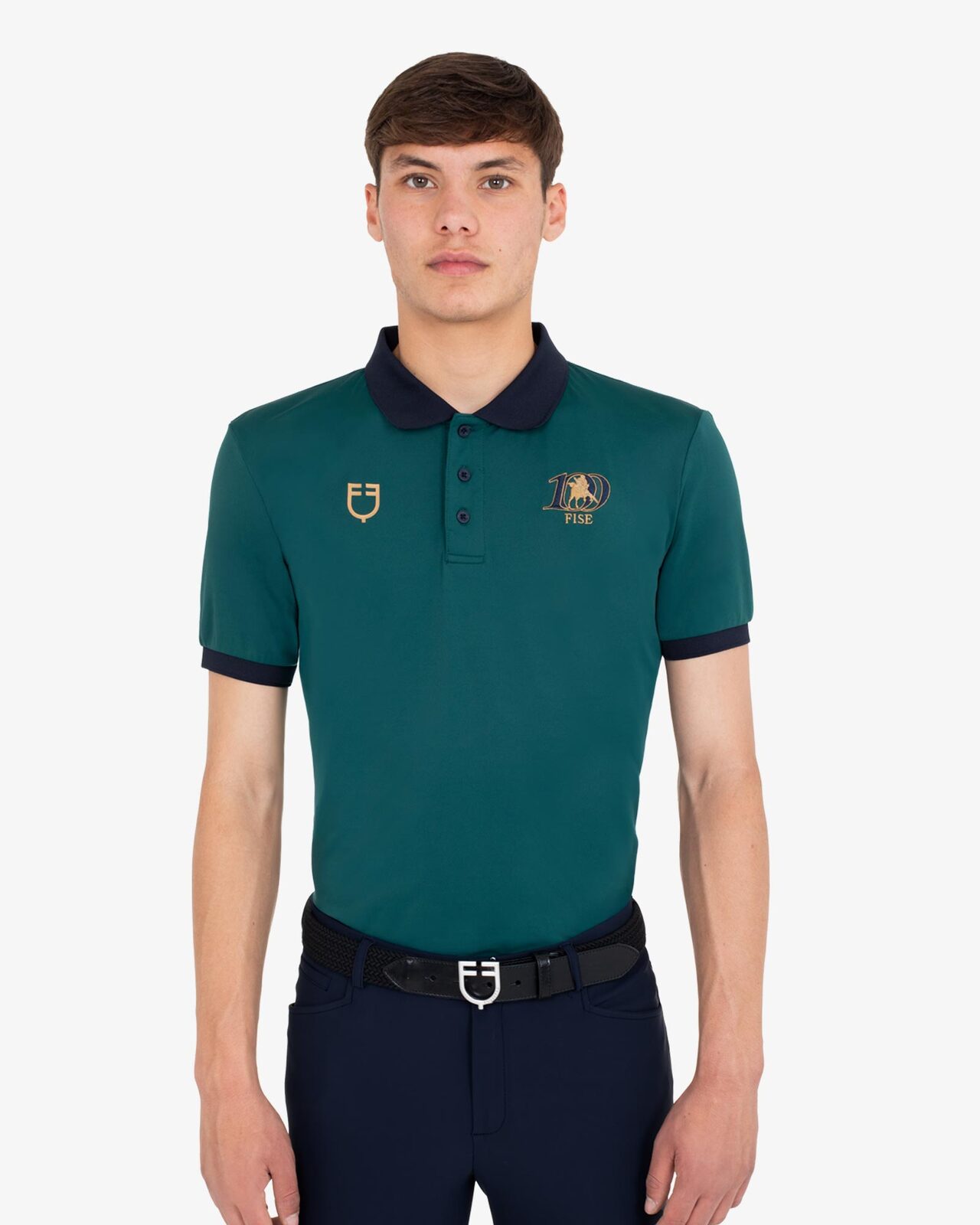 Men's three-button training polo shirt Equestro X FISE centenary