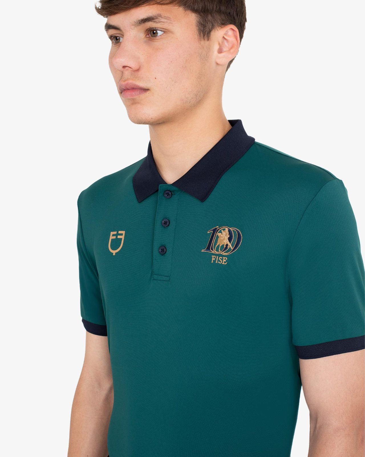 Men's three-button training polo shirt Equestro X FISE centenary