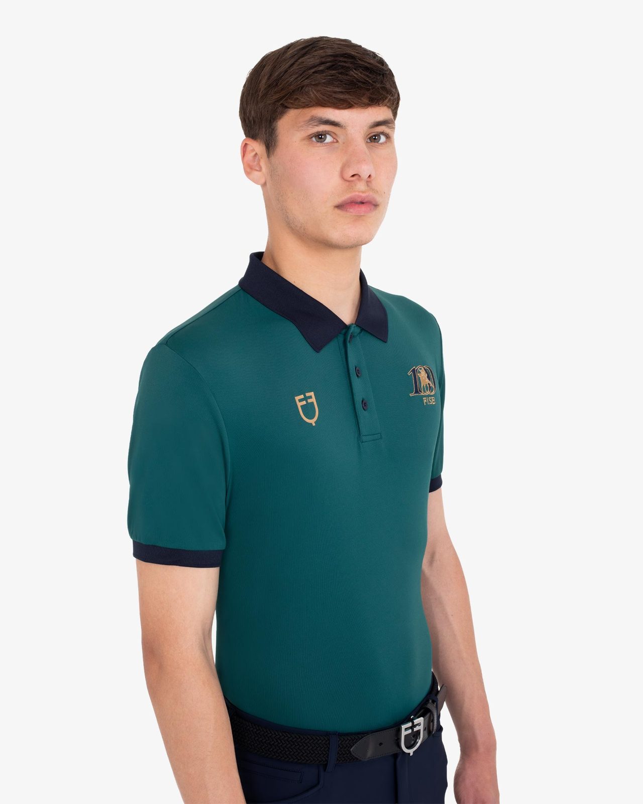 Men's three-button training polo shirt Equestro X FISE centenary