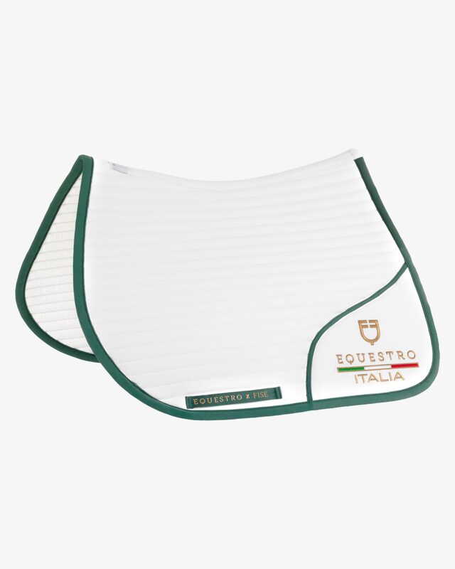 Jumping saddle pad with embroidered logo Equestro X FISE centenary