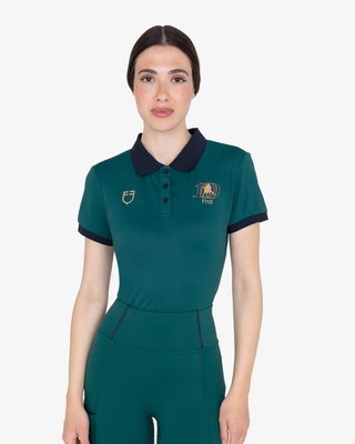 Polo donna da allenamento tre bottoni Equestro X FISE centenario