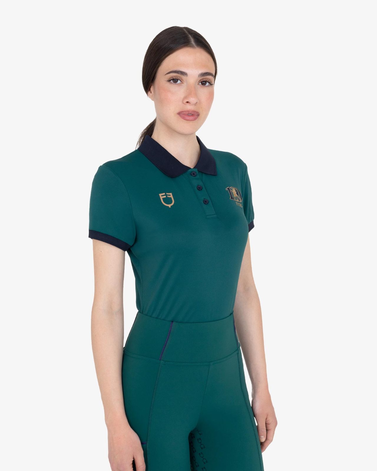 Polo donna da allenamento tre bottoni Equestro X FISE centenario