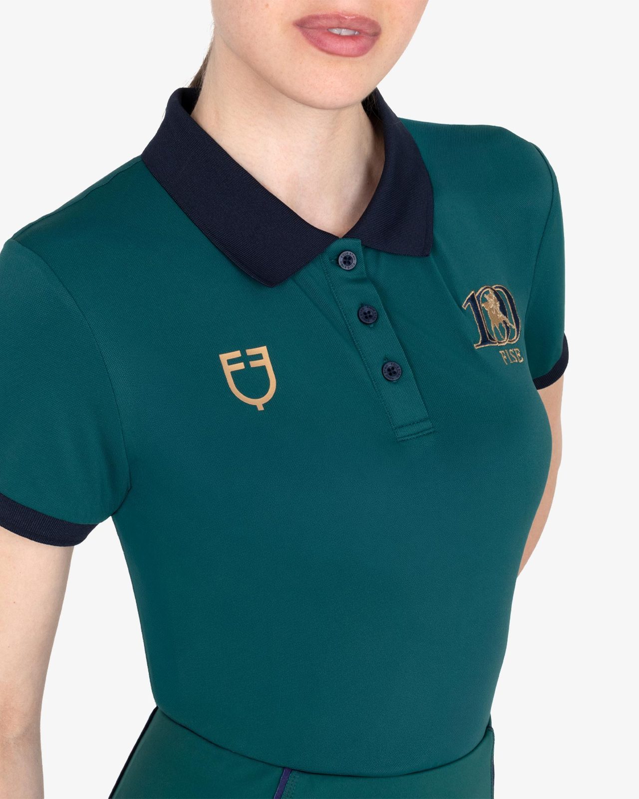 Polo donna da allenamento tre bottoni Equestro X FISE centenario
