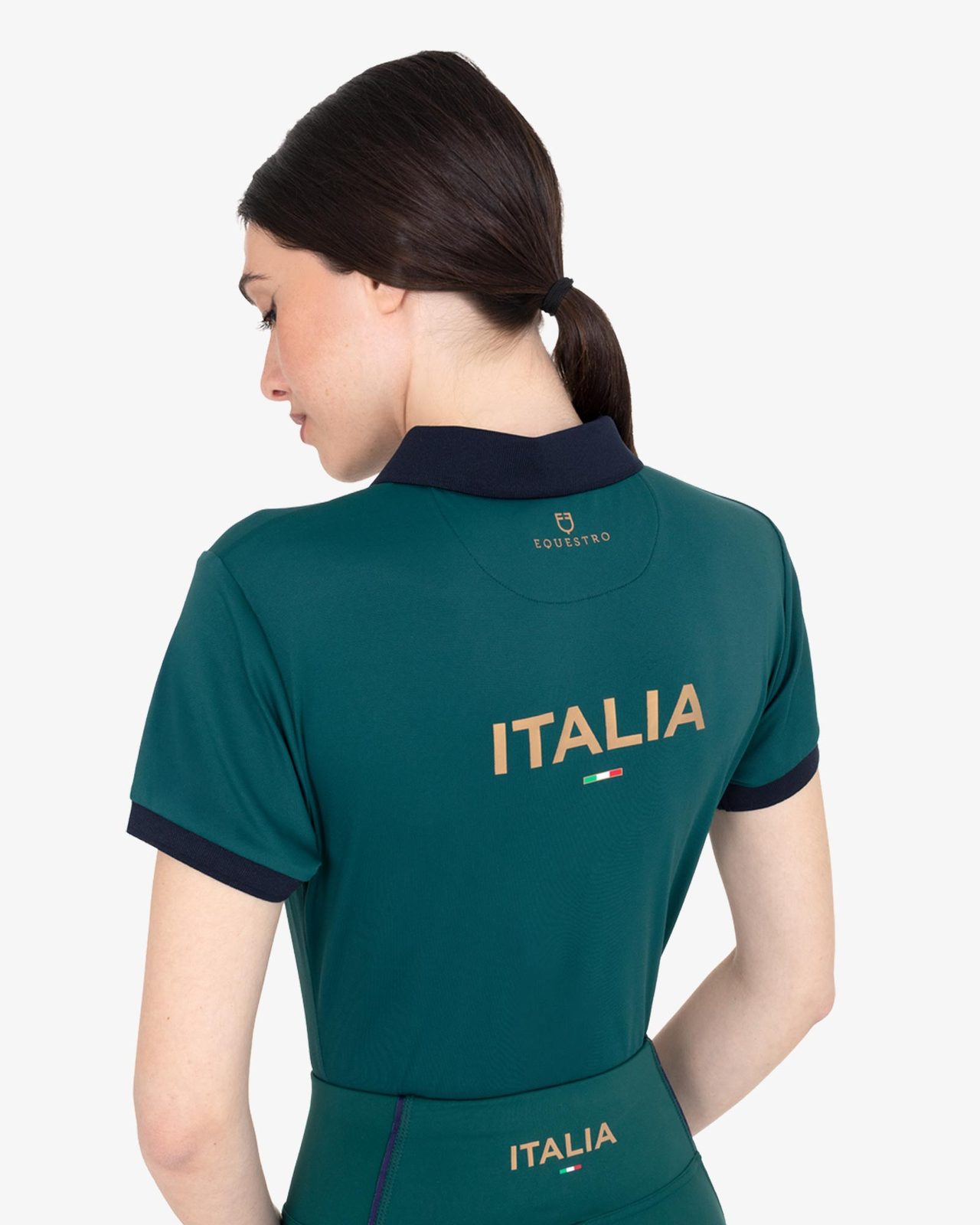 Polo donna da allenamento tre bottoni Equestro X FISE centenario