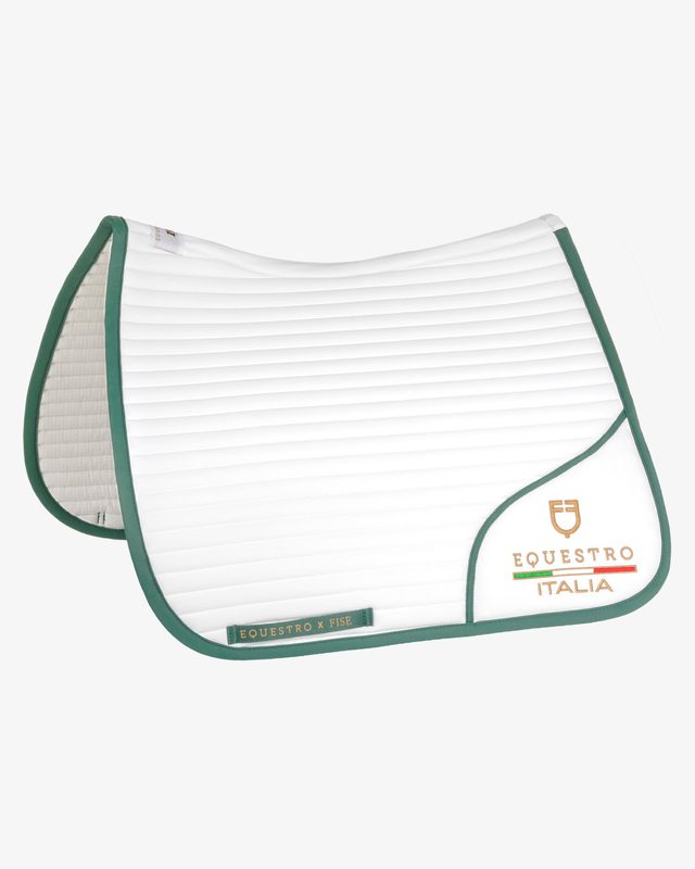 Dressage saddle pad with embroidered logo Equestro X FISE centenary