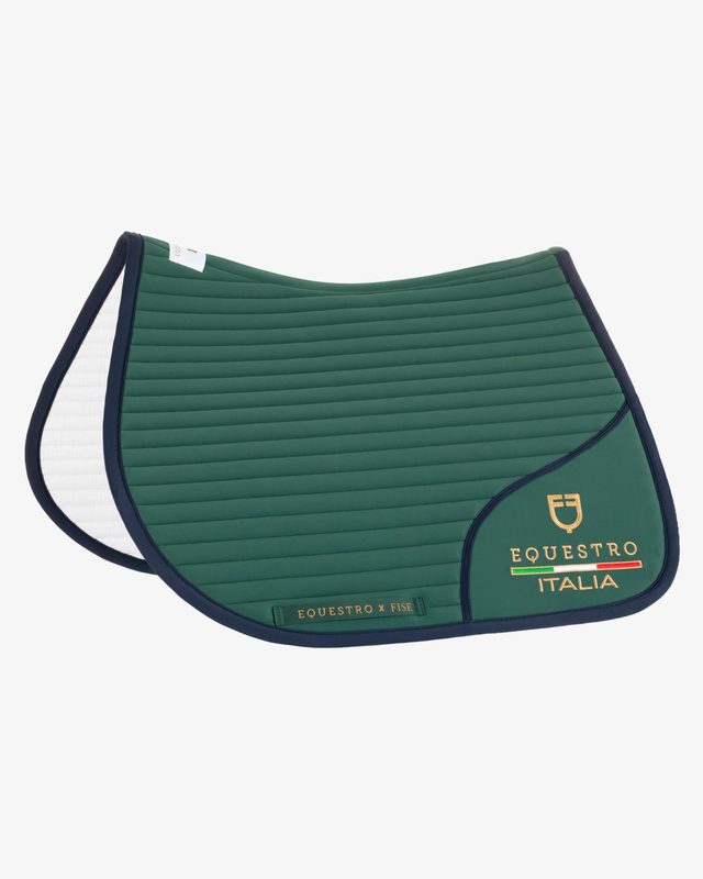 Jumping saddle pad with embroidered logo Equestro X FISE centenary