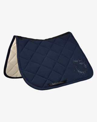 Jumping saddle pad with rhinestone logo