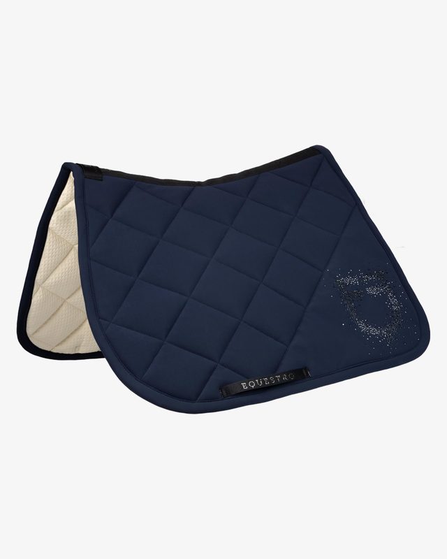 Jumping saddle pad with rhinestone logo