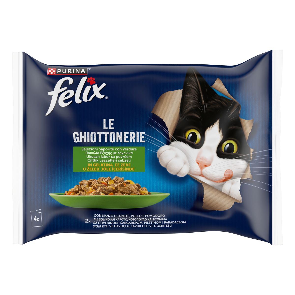 FELIX® Le GHIOTTONERIE Gatto con Manzo&Carote e con Pollo&Pomodoro