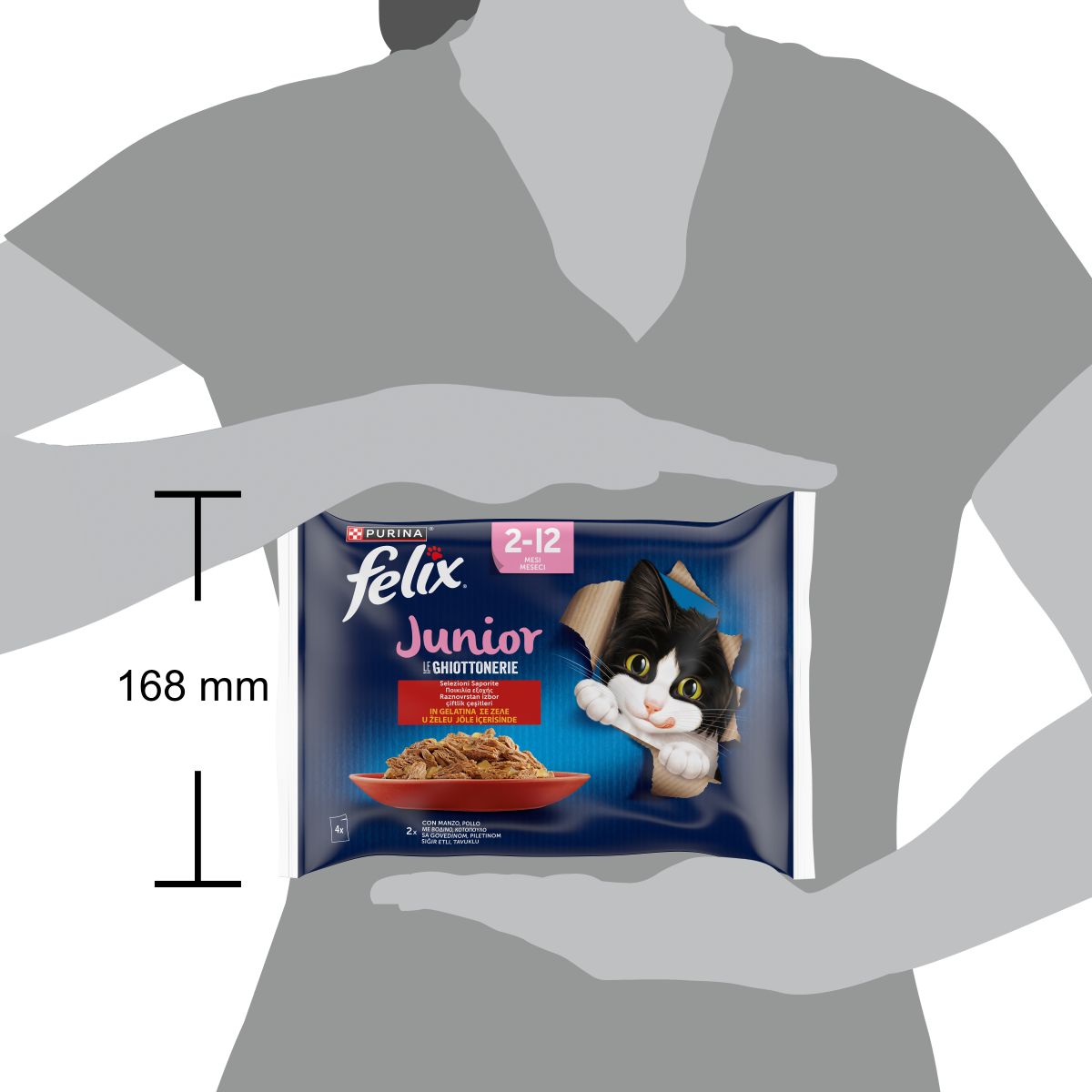 FELIX® Le GHIOTTONERIE Gatto Junior con Manzo e con Pollo