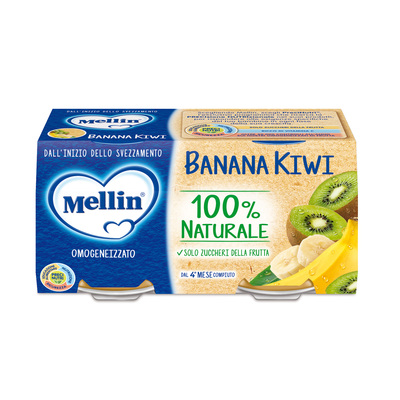 Mellin - Omogeinzzato Banana Kiwi Confezione da 200g (2 vasetti x 100 g)
